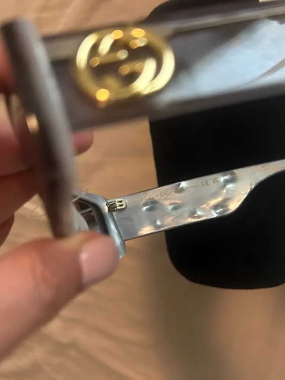 Gucci Gray Rectangular Mirrored Sunglasses